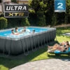 Rectangular Ultra XTR® Frame Above Ground Pool W/ Sand Filter Pump - 24' X 12' X 52"
