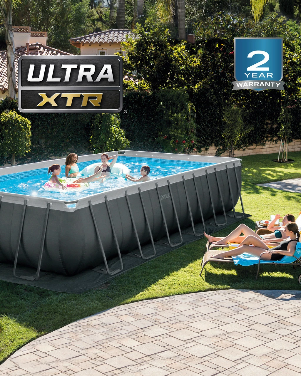 Rectangular Ultra XTR® Frame Above Ground Pool W/ Sand Filter Pump - 24' X 12' X 52" 1 Rectangular Ultra XTR® Frame Above Ground Pool W/ Sand Filter Pump - 24' X 12' X 52"