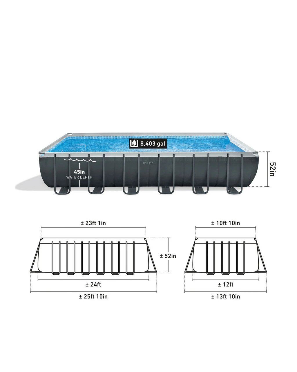Rectangular Ultra XTR® Frame Above Ground Pool W/ Sand Filter Pump - 24' X 12' X 52" 3 Rectangular Ultra XTR® Frame Above Ground Pool W/ Sand Filter Pump - 24' X 12' X 52" - Image 3