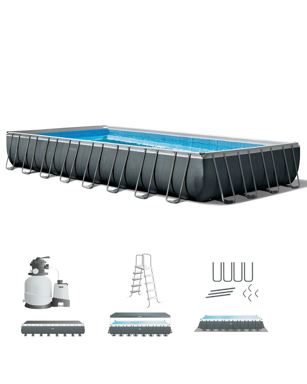 Rectangular Ultra XTR® Frame Above Ground Pool W/ Sand Filter Pump - 32' X 16' X 52" 2 Rectangular Ultra XTR® Frame Above Ground Pool W/ Sand Filter Pump - 32' X 16' X 52" - Image 2