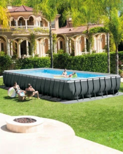 Rectangular Ultra XTR® Frame Above Ground Pool W/ Sand Filter Pump & Saltwater System - 32' X 16' X 52" -INTEXCORP Shop 26373 77EH A03 inuse lifestyle 2000x2500 9ccac2e 14986.1687390575