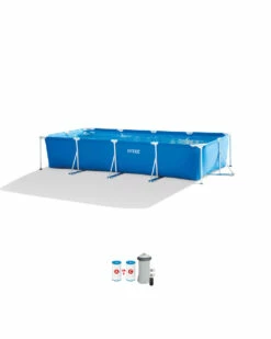 Rectangular Frame Above Ground Pool Set W/ Filter Pump - 14'9¼" X 7'2⅝" X 33"