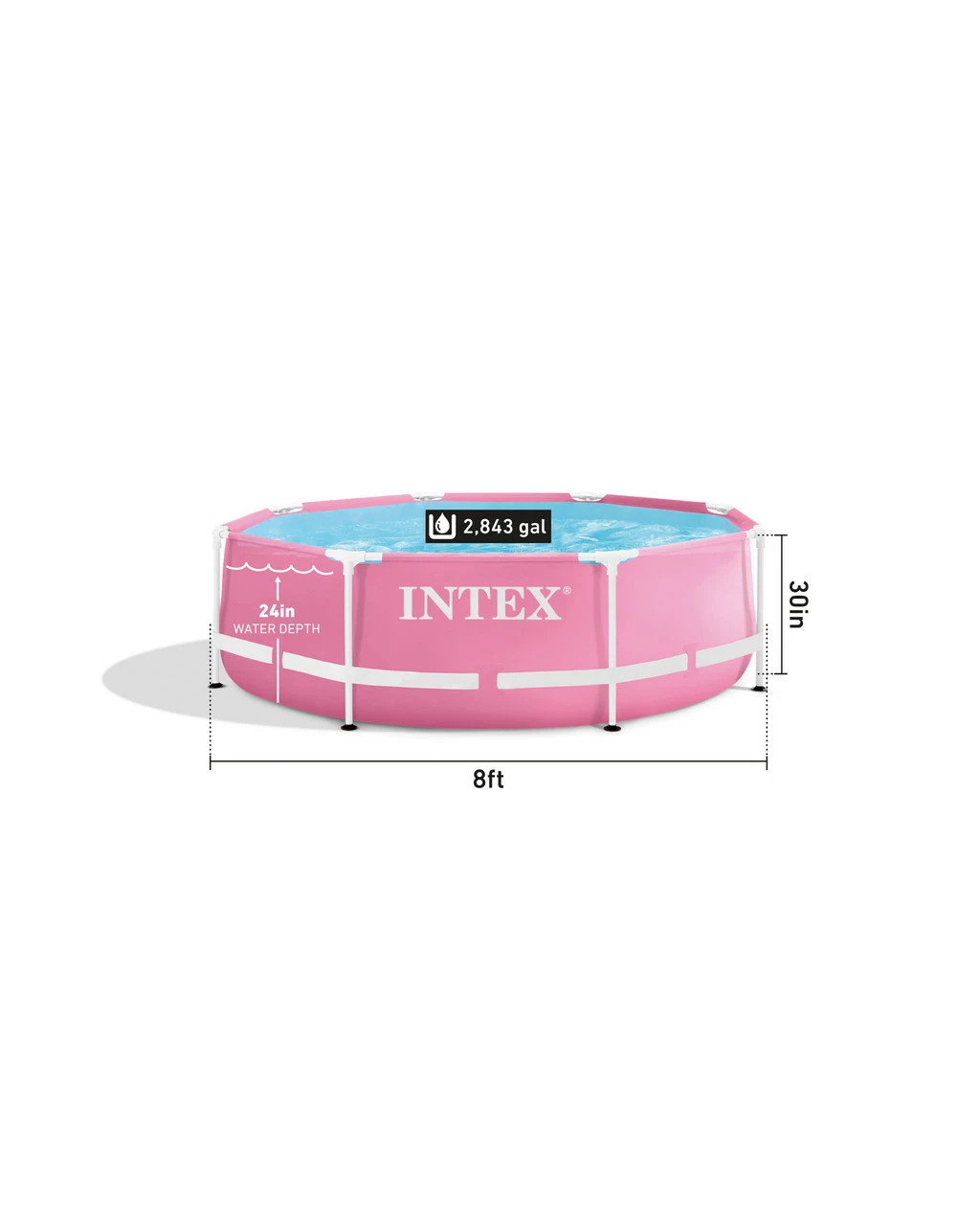 Pink Metal Frame Above Ground Pool - 8' X 30" 2 Pink Metal Frame Above Ground Pool - 8' X 30" - Image 2