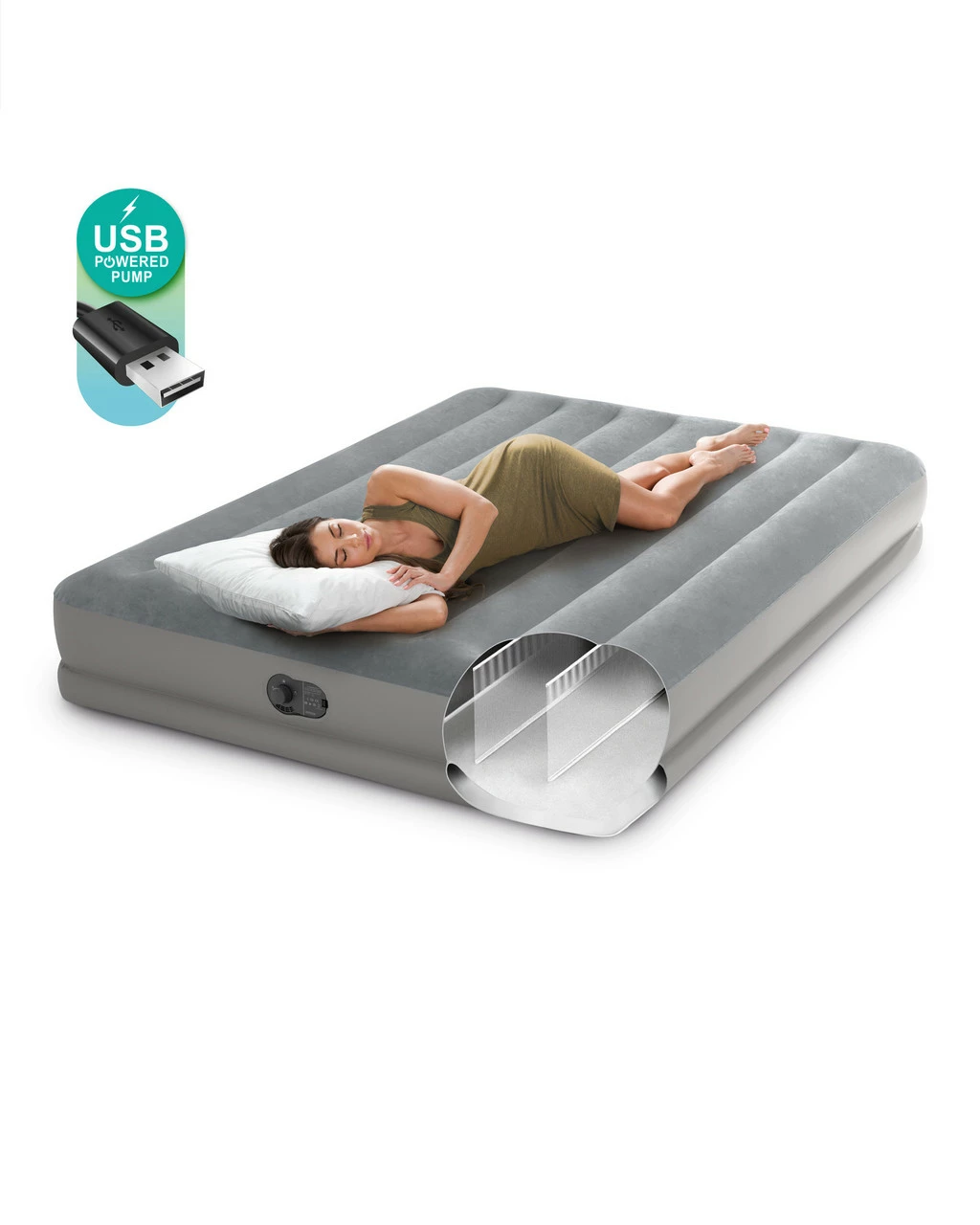 Dura-Beam® Standard Prestige Air Mattress 12" Queen W/ Built-In USB Electric Pump 8 Dura-Beam® Standard Prestige Air Mattress 12" Queen W/ Built-In USB Electric Pump - Image 8