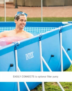Rectangular Frame Above Ground Pool Set W/ Filter Pump - 14'9¼" X 7'2⅝" X 33" -INTEXCORP Shop Small Frame B01 dual outlet 2000x2500 9ccac2e 92456.1687821370